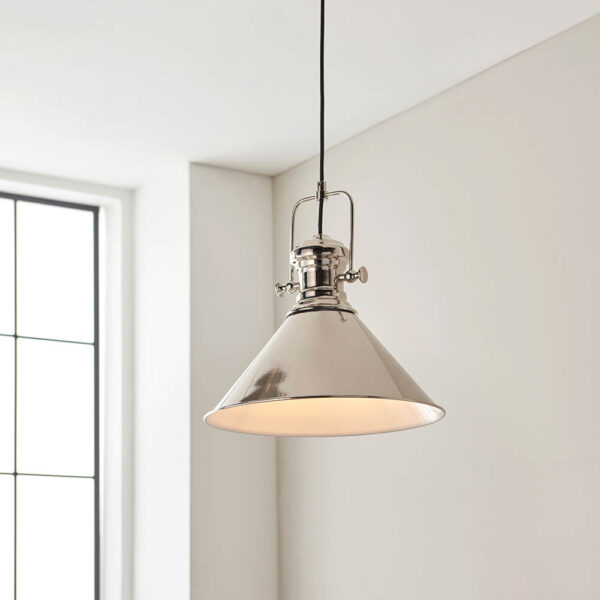 minimalist industrial pendant bright nickel - Stillorgan Decor