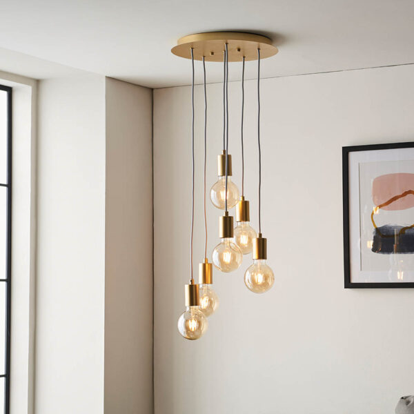 6 light hanging cluster pendant gold - Stillorgan Decor