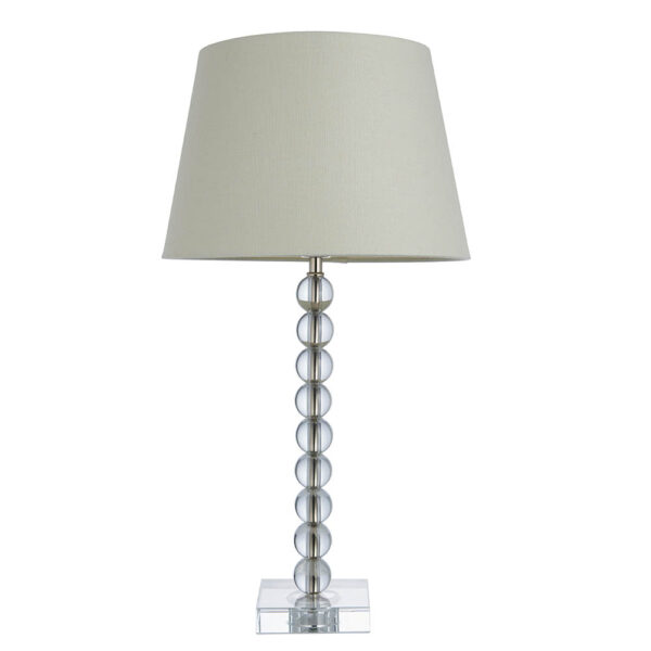 crystal spheres clear glass table lamp with ivory shade - Stillorgan Decor