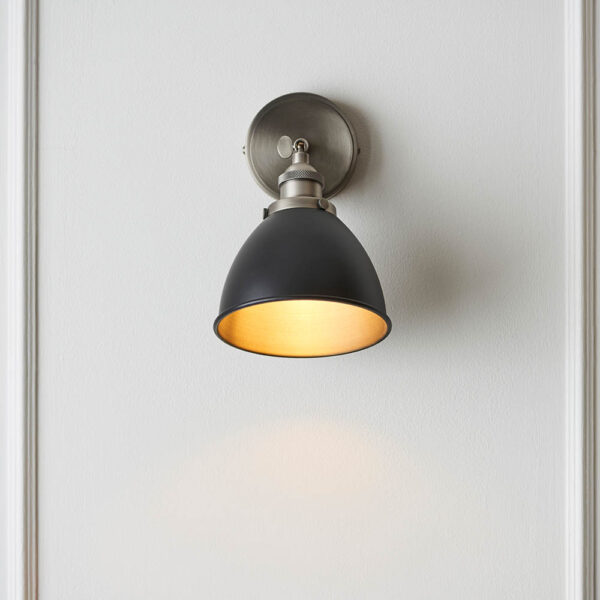 resto industrial task wall light pewter and black - Stillorgan Decor