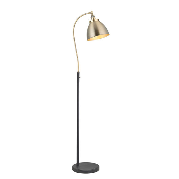 resto industrial floor lamp black and antique brass - Stillorgan Decor