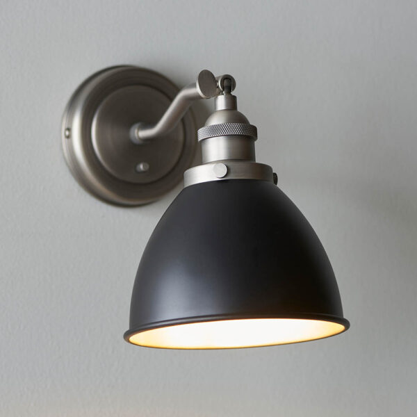 resto industrial wall light black and pewter - Stillorgan Decor