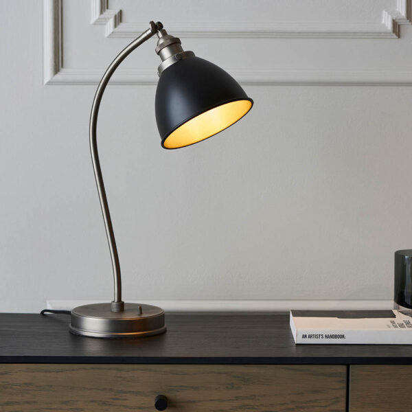 resto industrial table lamp black and pewter - Stillorgan Decor