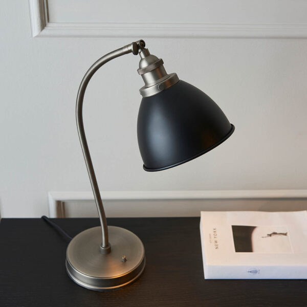 resto industrial table lamp black and pewter - Stillorgan Decor