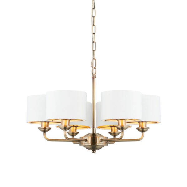 sophisticated 6 arm pendant antique brass - Stillorgan Decor
