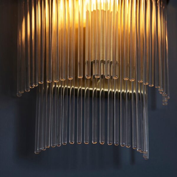 contemporary glass rod wall light antique brass - Stillorgan Decor