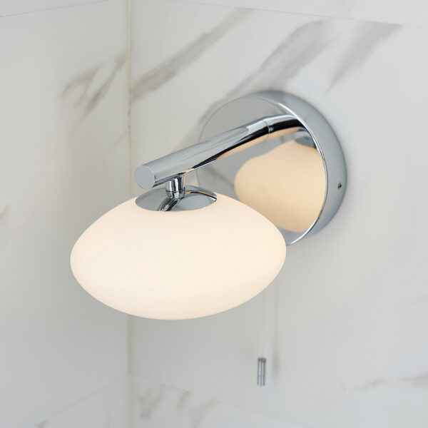 modern linear bathroom wall light polished chrome with opal glass - Stillorgan Decor