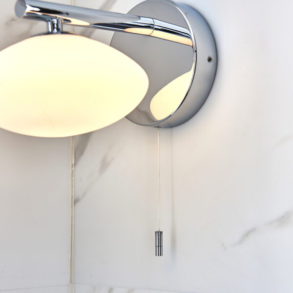 modern linear bathroom wall light polished chrome with opal glass - Stillorgan Decor