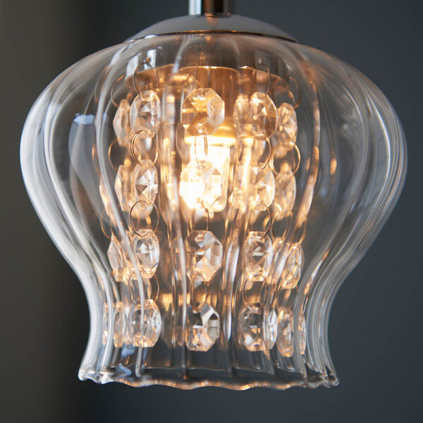 6 light glass shade cluster pendant chrome - Stillorgan Decor