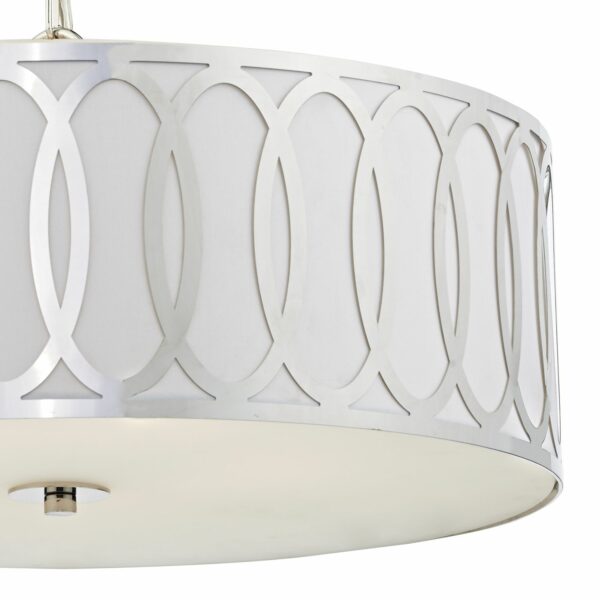 elegant polished chrome and white faux silk ceiling light - Stillorgan Decor