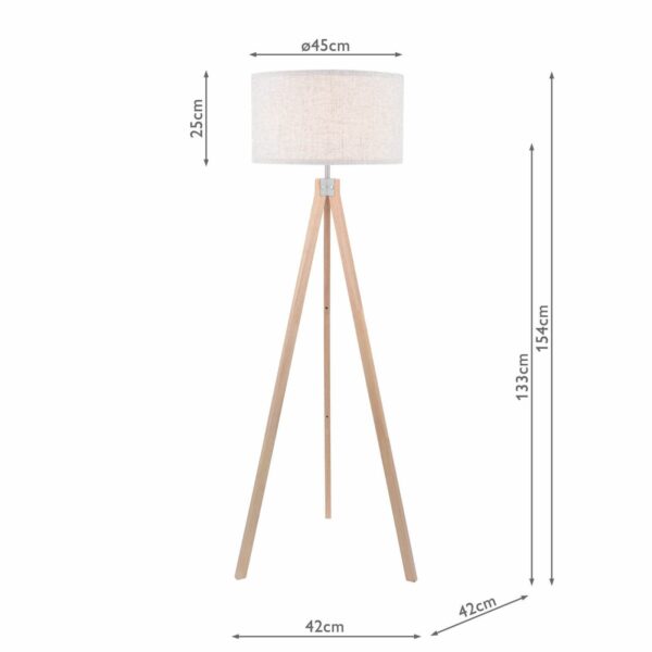 tripod floor lamp white wood with shade - Stillorgan Decor
