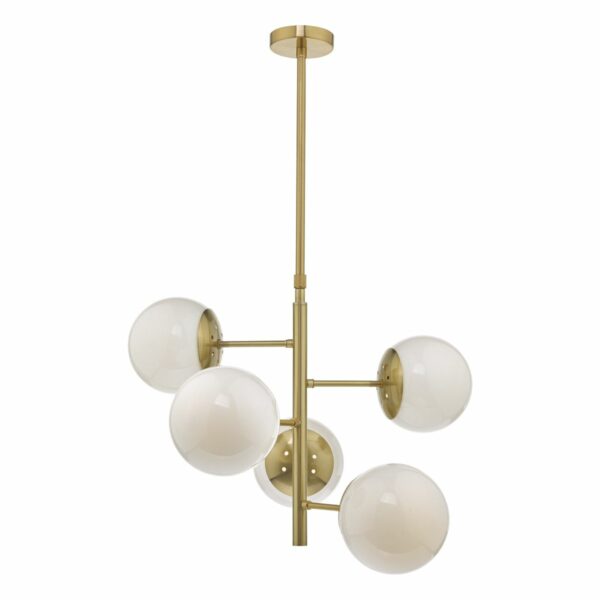 mid century hanging opal globe pendant brass - Stillorgan Decor