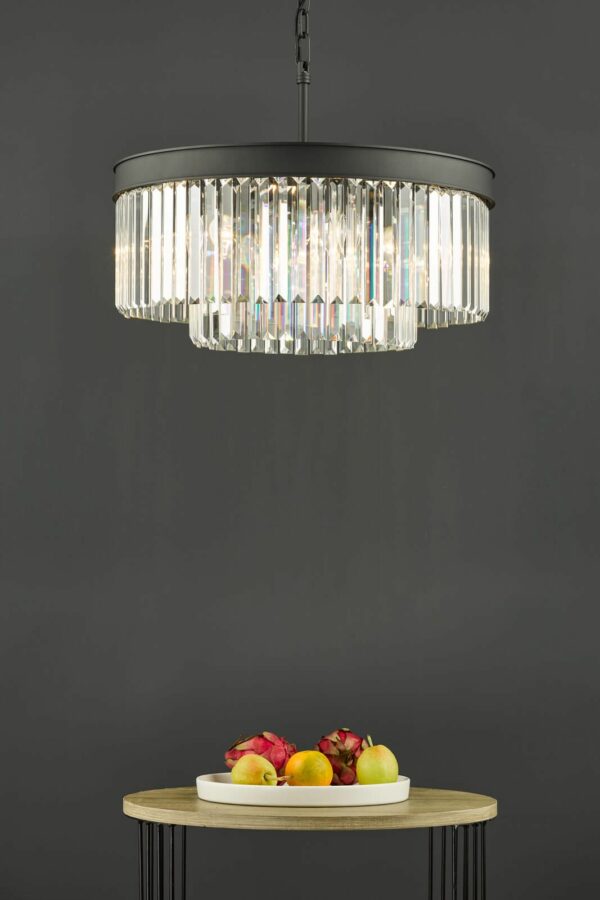 6 light crystal chandelier anthracite grey - Stillorgan Decor
