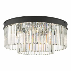 6 light flush crystal chandelier anthracite grey - Stillorgan Decor