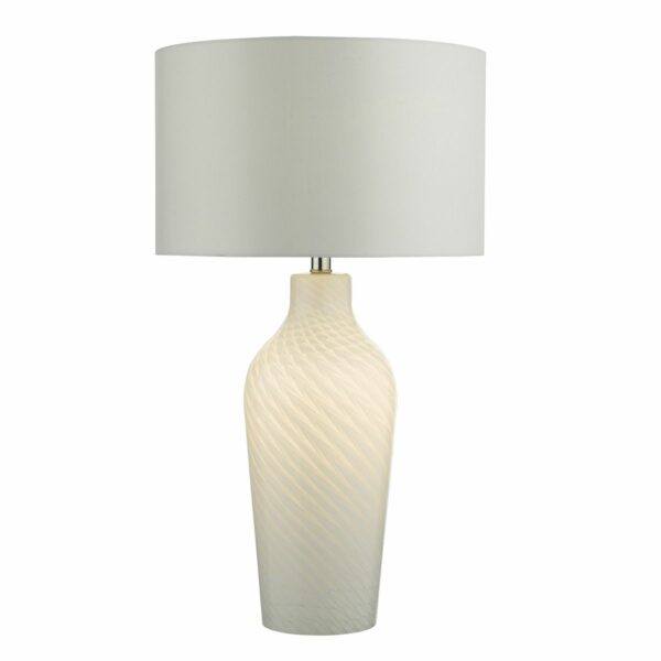 textured dual lit white glass table lamp - Stillorgan Decor