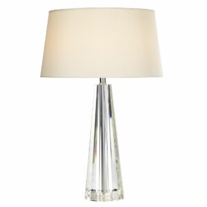 elegant crystal table lamp with cream shade - Stillorgan Decor