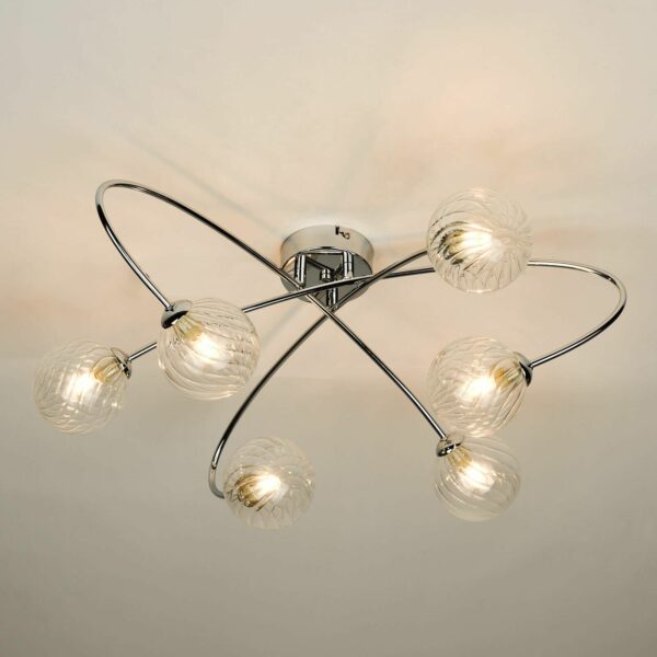 sweeping arm 6 light semi flush ceiling light chrome - Stillorgan Decor