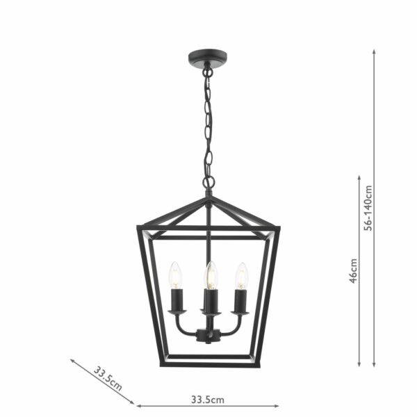 lantern style pendant 4 light matt black - Stillorgan Decor