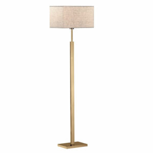 contemporary matt brass floor lamp with oatmeal shade - Stillorgan Decor
