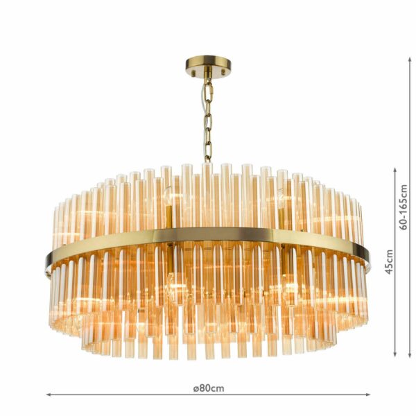 contemporary amber glass rod pendant with brass detail - Stillorgan Decor