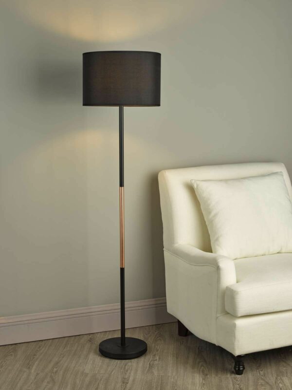 matt black and copper floor lamp