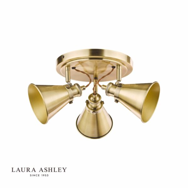 laura ashley rufus 3 light plate spotlight antique brass - Stillorgan Decor