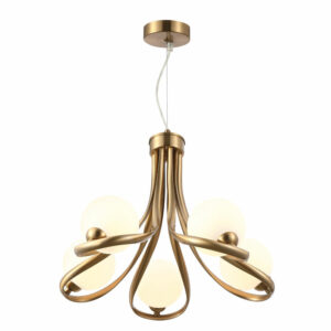 contemporary twirl pendant matt brass and opal glass - Stillorgan Decor