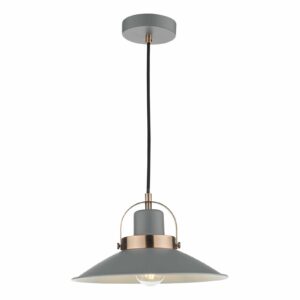 1 light single industrial pendant matt grey and copper - Stillorgan Decor