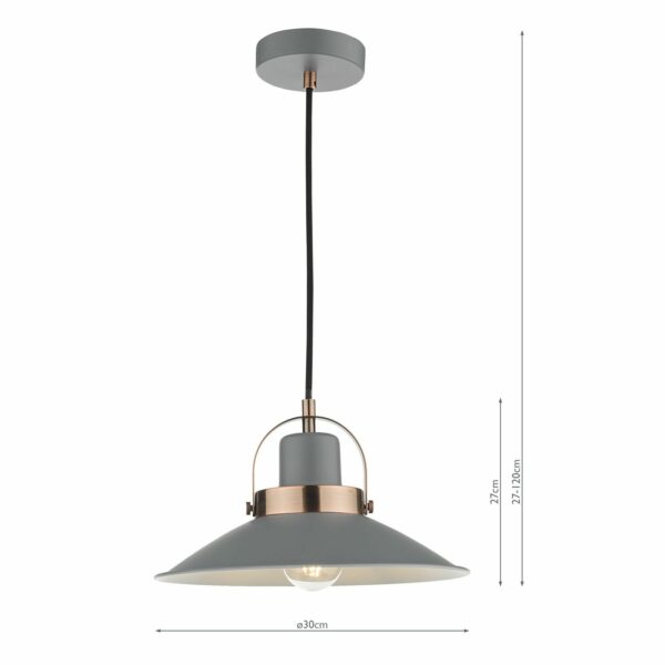 1 light single industrial pendant matt grey and copper - Stillorgan Decor