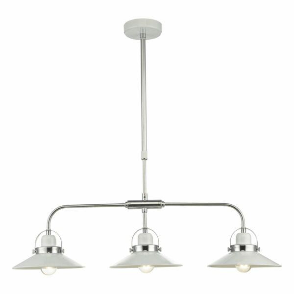 3 light contemporary industrial bar pendant white and chrome - Stillorgan Decor