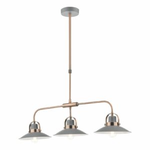3 light contemporary industrial bar pendant matt grey and copper - Stillorgan Decor