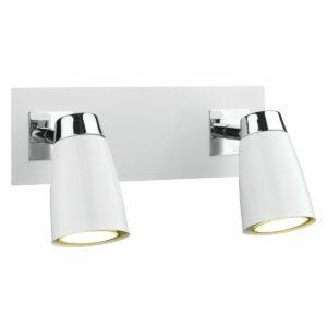 2 light wall spotlight matt white polished chrome - Stillorgan Decor