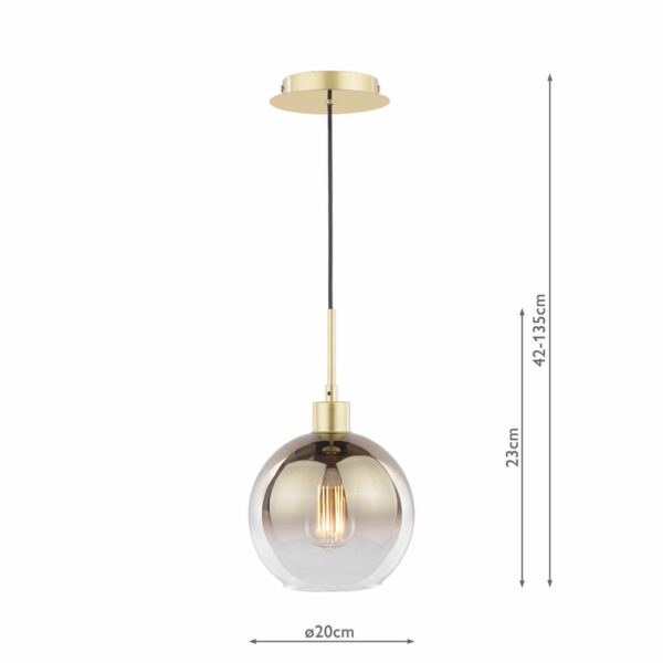 1 light hanging pendant polished gold and gold ombre glass - Stillorgan Decor