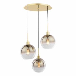 3 light hanging cluster pendant polished gold and gold ombre glass - Stillorgan Decor