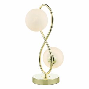 2 light table lamp polished gold and opal glass - Stillorgan Decor