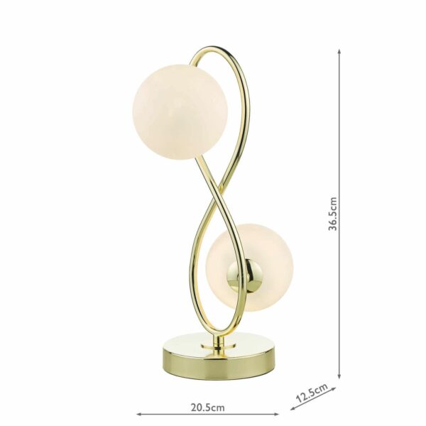 2 light table lamp polished gold and opal glass - Stillorgan Decor