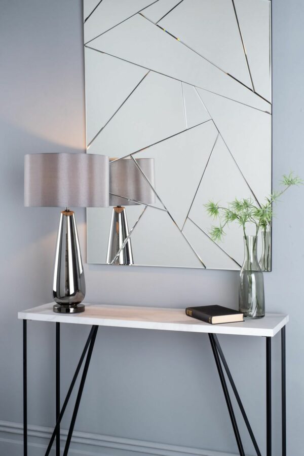 black chrome and smoked glass table lamp - Stillorgan Decor