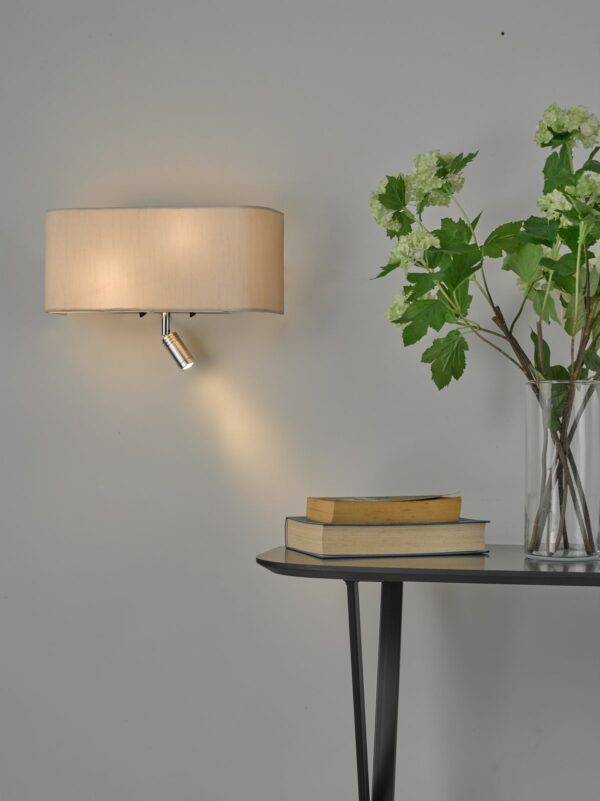 3 light wall light white with led reading light - Stillorgan Decor