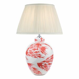 coral and white fish ceramic table lamp