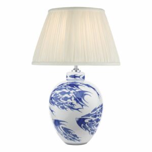 blue and white fish ceramic table lamp