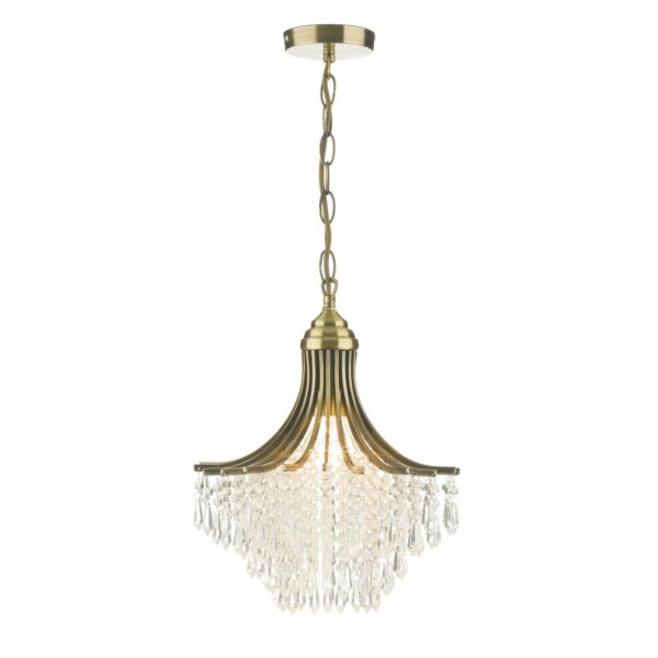 sparkling waterfall effect pendant antique brass - Stillorgan Decor