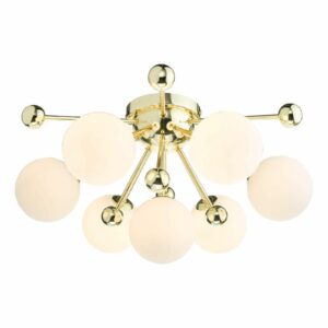 stunning opal glass 7 light flush ceiling light gold - Stillorgan Decor