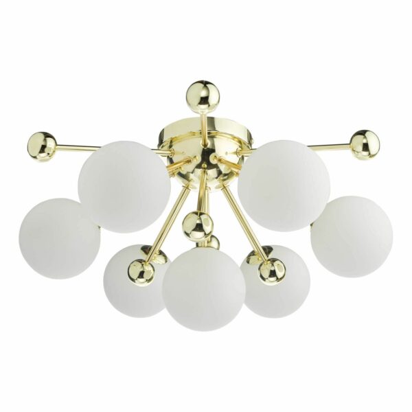 stunning opal glass 7 light flush ceiling light gold - Stillorgan Decor