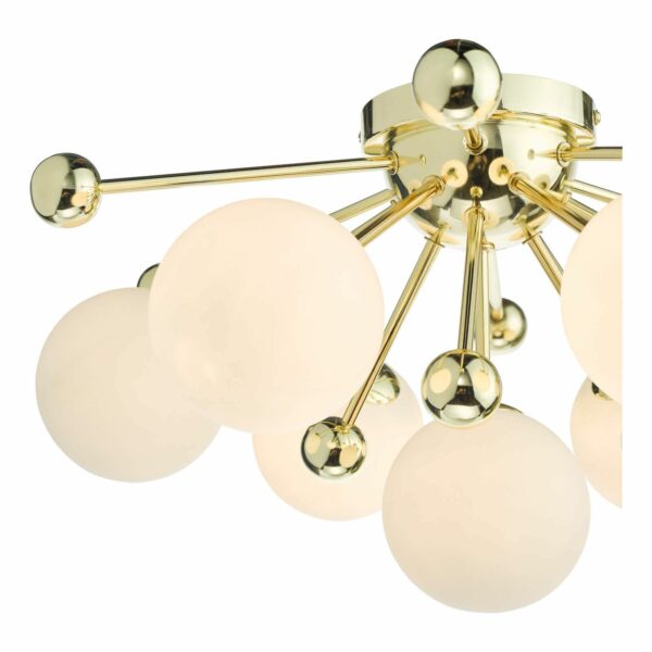 stunning opal glass 7 light flush ceiling light gold - Stillorgan Decor