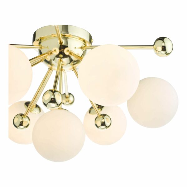 stunning opal glass 7 light flush ceiling light gold - Stillorgan Decor