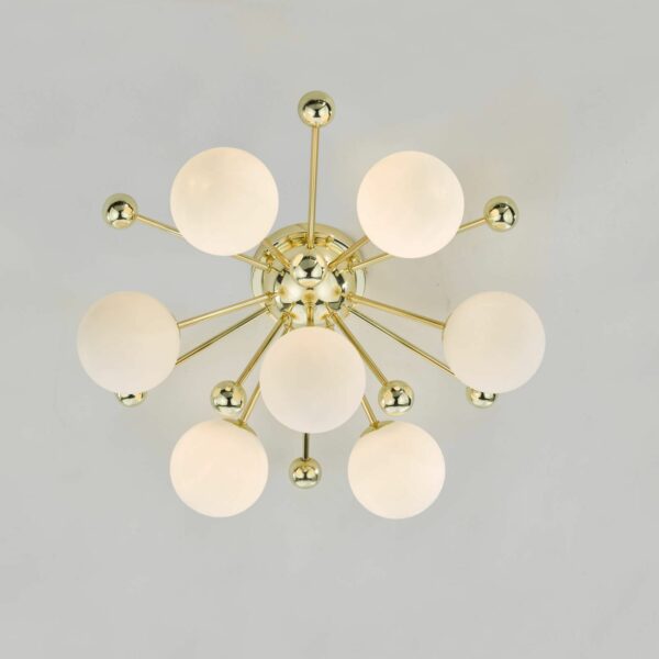 stunning opal glass 7 light flush ceiling light gold - Stillorgan Decor