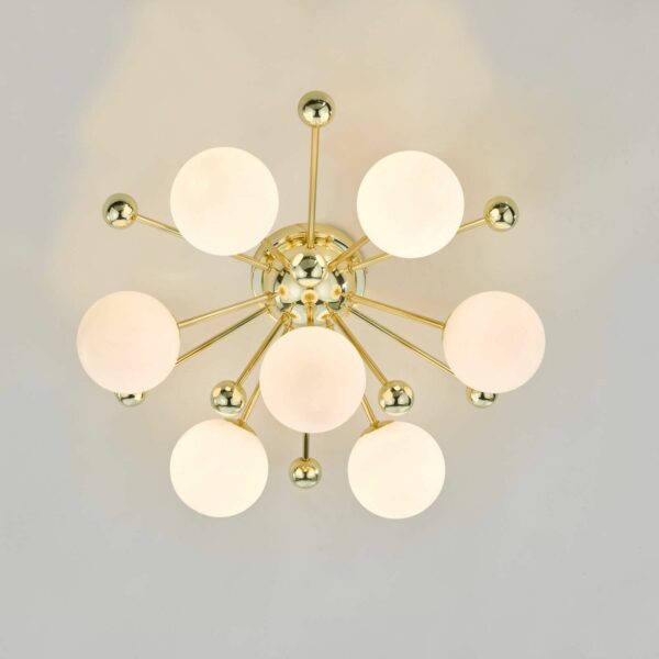 stunning opal glass 7 light flush ceiling light gold - Stillorgan Decor