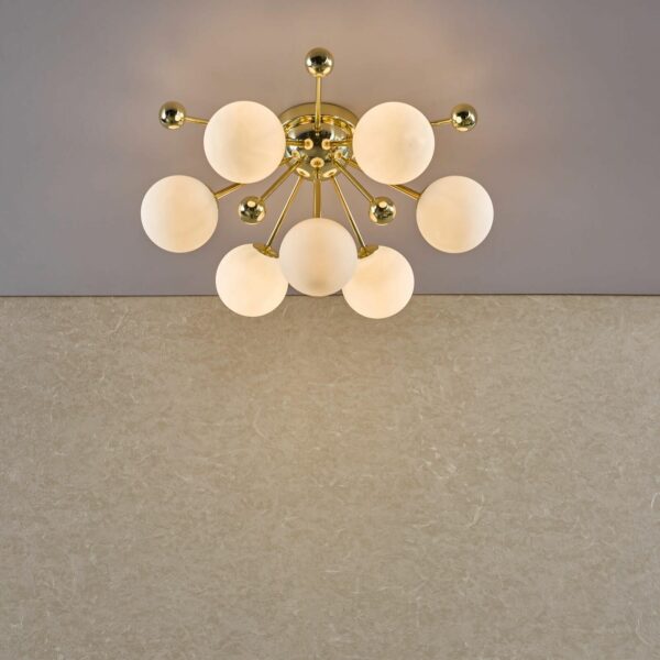 stunning opal glass 7 light flush ceiling light gold - Stillorgan Decor