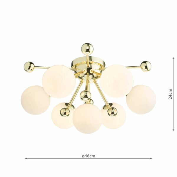 stunning opal glass 7 light flush ceiling light gold - Stillorgan Decor