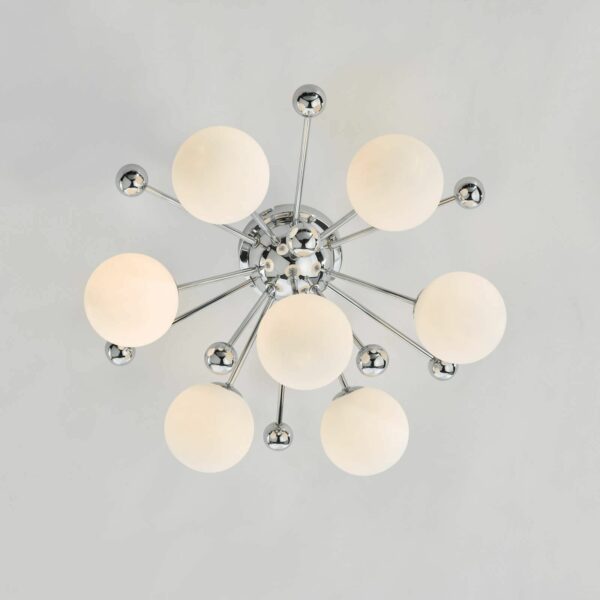 stunning opal glass 7 light flush ceiling light chrome - Stillorgan Decor